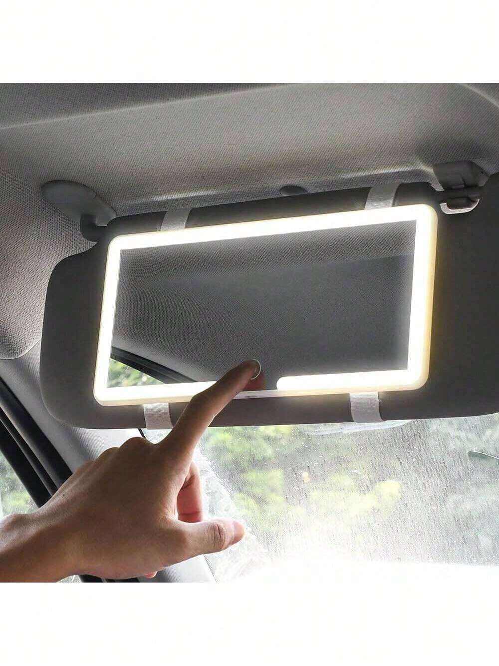 LumiVisor™ – Espelho de Maquiagem com Luz LED para Viseira de Carro