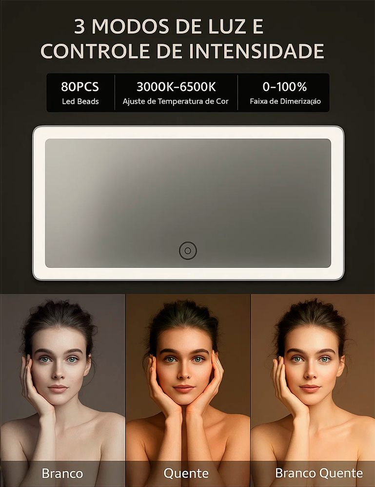 LumiVisor™ – Espelho de Maquiagem com Luz LED para Viseira de Carro