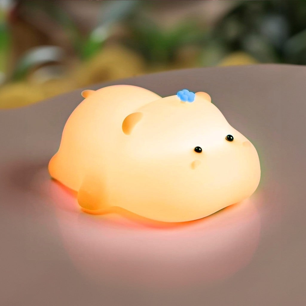 HippoLamp™ – Luminária LED Noturna Hipopótamo com Luz Quente e RGB
