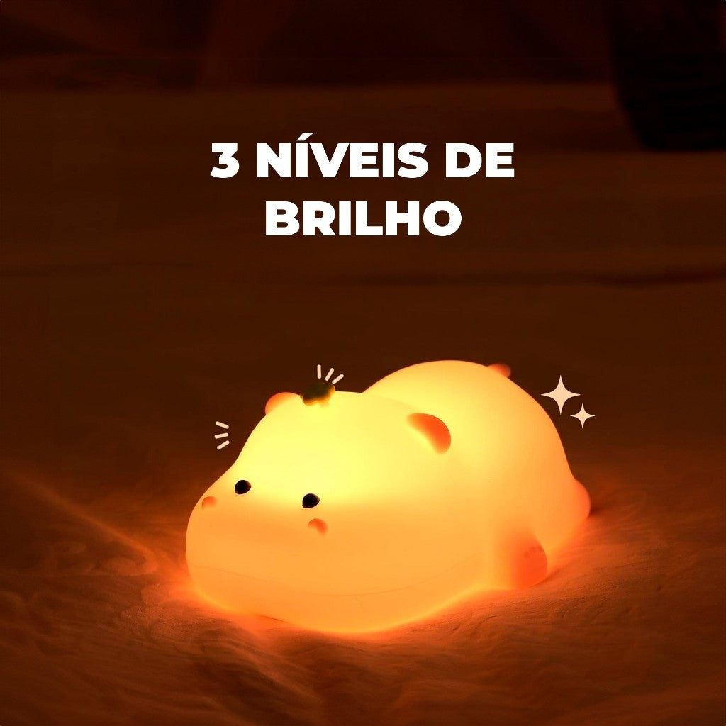 HippoLamp™ – Luminária LED Noturna Hipopótamo com Luz Quente e RGB