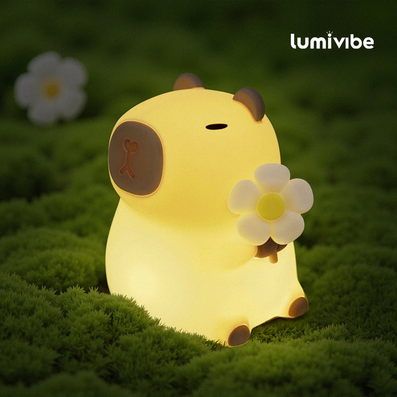 Capivara com Flor - Luminária LED Noturna