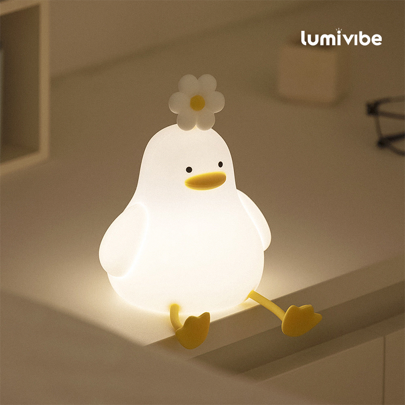 Patinho Fofo com Flor - Luminária LED Noturna
