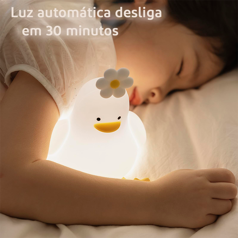 Patinho Fofo com Flor - Luminária LED Noturna