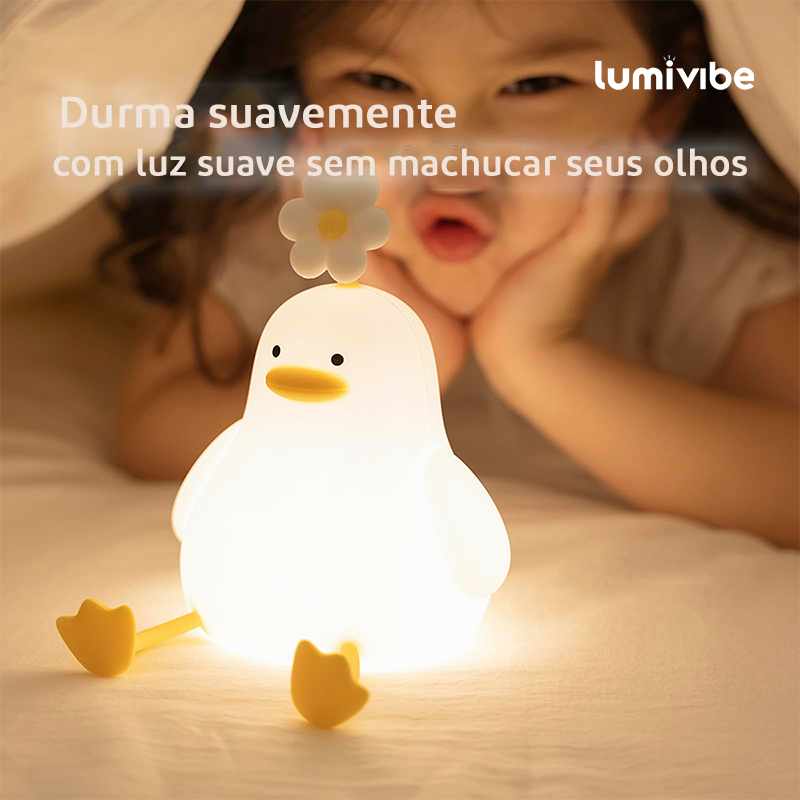Patinho Fofo com Flor - Luminária LED Noturna