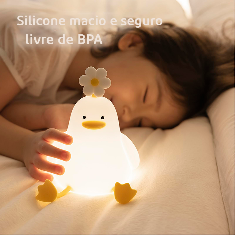 Patinho Fofo com Flor - Luminária LED Noturna