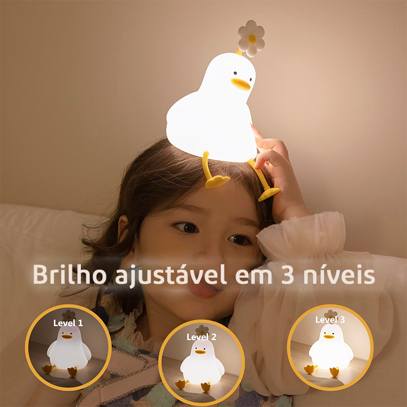 Patinho Fofo com Flor - Luminária LED Noturna