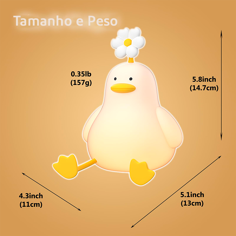 Patinho Fofo com Flor - Luminária LED Noturna
