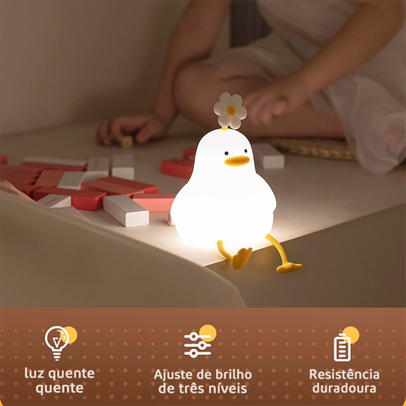 Patinho Fofo com Flor - Luminária LED Noturna