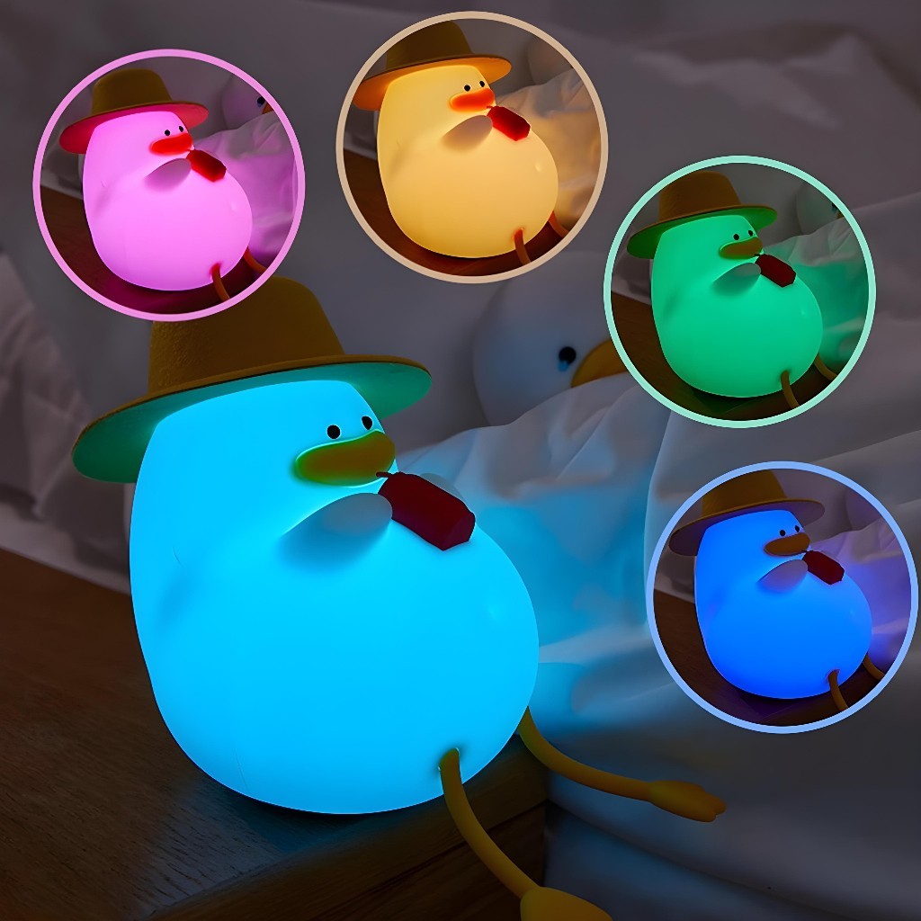 DuckBuddy™ – Luminária LED Noturna Patinho de Silicone com Toque Recarregável para Crianças