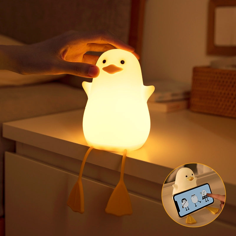 DuckNight™ – Luminária LED Colorida Patinho de Silicone com Toque Recarregável para Crianças e Decoração