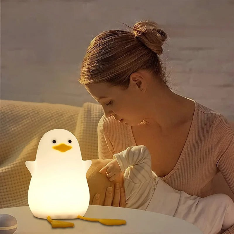 DuckNight™ – Luminária LED Colorida Patinho de Silicone com Toque Recarregável para Crianças e Decoração