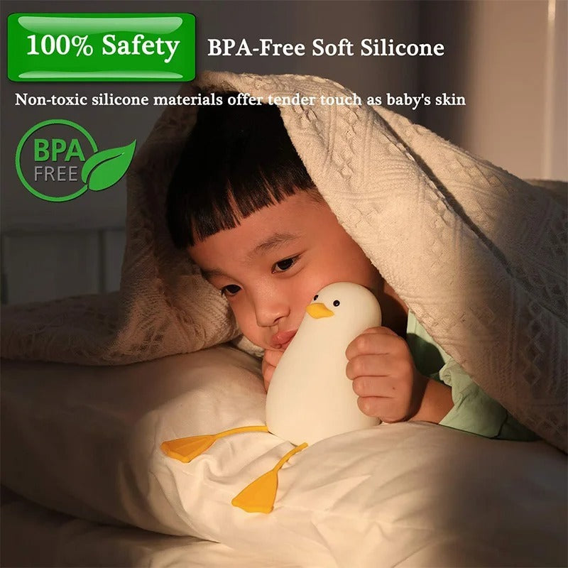 DuckNight™ – Luminária LED Colorida Patinho de Silicone com Toque Recarregável para Crianças e Decoração